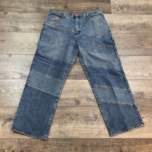 RARE! Vintage Y2K Reliq Unltd Stacked Pattern Baggy Wide Leg Skater Jeans 40x32 - Picture 1 of 12
